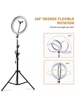 نورپردازی و استودیو سایر 10 inch RGB Ring Light 13 Dynamic RGB + 13 Static RGB + 3 Daily Colors Lights Selfie Ring Light with Adjustable Tripod Stand & Cell Phone Holder, for YouTube, Vlog Shooting White 