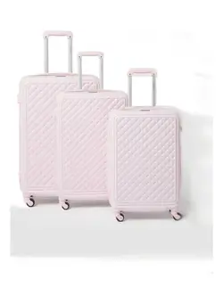 چمدان و ساک مسافرتی ست چمدان 3-Piece Textured Checkered Luggage Trolley Set Pink 