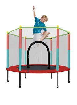 بازی‌های فضای باز و تجهیزات پارک ترامپولین Indoor Round Trampoline Family Toy Small Home Jumping Bed Bounce Bed With Protective Wire Net For Kids 