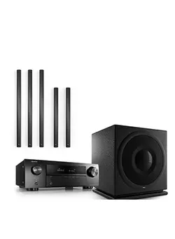 لوازم صوتی حرفه‌ای بوم‌باکس و رادیو BEC Akustik 5.1 Setup With Amplifier, Subwoofer Moritz 400-40 Speaker,  Denon AVRX-250 BT Receiver,  AI-50 Black × 2 BLACK (PACKAGE) 