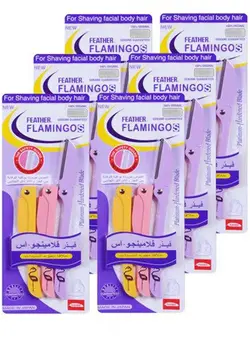 مردانه تیغ و ماشین اصلاح بدن Pack of 6 - Feather Flamingos Facial Stainless Steel Safe Razor 