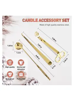 دکوراسیون داخلی خانه شمع Candle Wick Trimmer Set - Wick Trimmer, Candle Snuffer, Wick Dipper, 3 in 1 Candle Care Kit, Stainless Steel Candle Accessory Set with Wick Cutter, Candle Extinguisher, Gift Package for Candle Lovers 