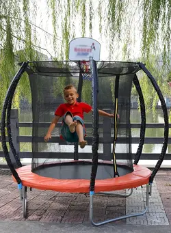 بازی‌های فضای باز و تجهیزات پارک ترامپولین Outdoor Round 6ft Bungee Trampoline With Basketball Hoop 