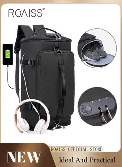 چمدان و ساک مسافرتی ساک مسافرتی Anti theft Duffel Bag Independent Shoe Warehouse Backpack for Men Outdoor Travel Sports Gym Black 