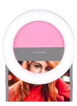 نورپردازی و استودیو سایر Phone Selfie LED Ring Light Clip-on 3 Levels Brightness White Color 5600K 3W CRI95 for Smartphone Selfie Pink 