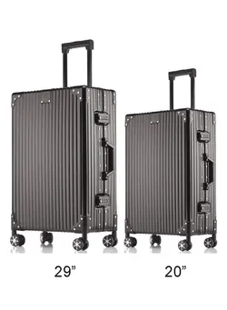 چمدان و ساک مسافرتی چمدان تک Set of 2 Hardcase Travel Suitcase Al-Mg Alloy Luggage Trolley With 4 Spinner Wheel 29 Inch And 20 Inch 