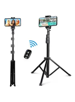 لوازم جانبی فیلم‌برداری و عکاسی سایر Selfie Stick Tripod Extendable Phone Tripod Stand with Wireless Remote Portable Travel Camera Compatible with iPhone Galaxy Note 9/S9/Huawei/Google/Xiaomi/Android 