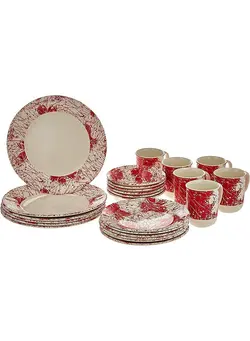ظروف و لوازم سرو غذا ست ظروف غذاخوری Claytan Splatters Pink Dinner Set 24 pcs 