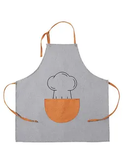ظروف و تجهیزات آشپزخانه اکسسوری و تجهیزات آماده سازی Semi-Circle Pocket Oil Proof Apron Grey/Orange 68 x 66centimeter 