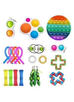 گجت، فیجت و سرگرمی اسپینر 20-Piece Simple Dimple Mini Bubble Ergonomic Stress Relief Sensory Fidget Toy Set 