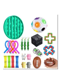 گجت، فیجت و سرگرمی اسپینر 24-Piece Push Pop Bubble Sensory Fidget Toy Set 