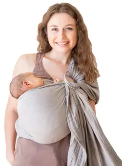 لوازم حمل آغوش Baby Carrier Wrap, Baby Sling and Ring Sling Cotton Muslin Infant Carrier, Ring Sling Baby Carrier Front and Chest Newborn Carrier Baby Carrier Wrap, Toddler Carrier – Grey 