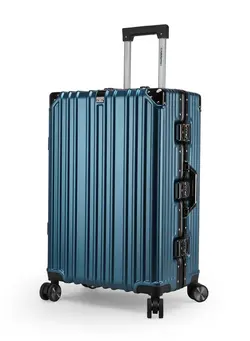 چمدان و ساک مسافرتی چمدان تک Lightweight Aluminum Frame Fashion Luggage Trolley Polycarbonate Hard Case Medium Checked Luggage Suitcase with 4 Quite 360 Degree Double Spinner Wheels CP001 Dark Blue 
