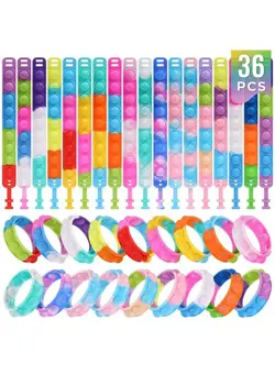 گجت، فیجت و سرگرمی اسپینر 36 Pack Pop Fidget Toys Bulk Its Fidget Bracelet It Birthday Party Favors For Kids 48812 Small Prize Box Toys For Kids Classroom Bubble Poppers Toddlers Toy For Students Girls Boys Cheap 