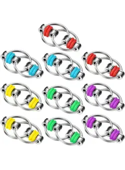 گجت، فیجت و سرگرمی اسپینر Fidget Bike Chain Flippy Chain Toys For Adhd Stress Relief Finger Toys Fidget Flippy Key Chains For Adults And Teens(10 Pcsblue Yellow Red Green Purple) 
