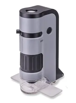 دوربین فیلم‌برداری و عکاسی تلسکوپ و میکروسکوپ Carson MicroFlip 100x-250x LED and UV Lighted Pocket Microscope with Flip Down Slide Base and Smartphone Digiscoping Clip (MP-250) 
