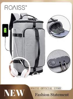 چمدان و ساک مسافرتی ساک مسافرتی Anti theft Duffel Bag Independent Shoe Warehouse Backpack for Men Outdoor Travel Sports Gym Black 