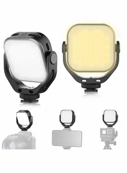 نورپردازی و استودیو سایر LED Camera Light, Two-color LED Light Panel with U Stand, CRI95+ Photography Lighting, Soft Cold Shoe Light Mini Rechargeable 2000mAh Vlog DSLR Fill Light for Sony, for Canon Camera and for GoPro 