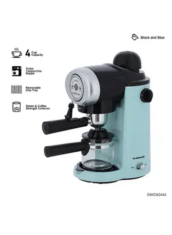 قهوه‌ساز و فوم‌ساز شیر اسپرسو ماشین Cappuccino Maker With Removable Drip Tray 2.25 kg 800 W OMCM2444 Green/White/Black 