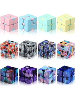 گجت، فیجت و سرگرمی اسپینر 12 Pieces Infinity Cube Mini Fidget Blocks Mini Infinity Cube Desk Toy Sensory Tool Fidget Blocks Magic Puzzle Flip Cube For Teens Adults Birthday Favors (Star And Macarons) 