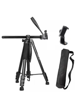 لوازم جانبی فیلم‌برداری و عکاسی سایر COOPIC T900 Professional Video Camera Tripod, Aluminum Alloy Travel Portable 2in1' Monopod Tripod with Rotatable Center Column, Mobile Holder and Carrying Bag Max Height 178CM & Max Load up to 5KG 