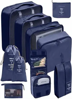 چمدان و ساک مسافرتی ست چمدان 10Pcs Packing Cubes Luggage Packing Organizers for Travel Accessories, Travel Bags Organizer for Luggage, Suitcase Organizer Bags Set, Travel Essentials Luggage Organizer Bags (Navy Blue) 