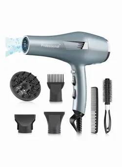 لوازم و مواد فرم‌دهی مو سشوار Faszin Ionic Hairdryer, Professional Hair Dryer 2500W AC Motor Fast Drying Salon Blow Dryer with 2 Speed 3 Heat Setting, with Diffuser, Nozzle, Concentrator Comb for Women Man 