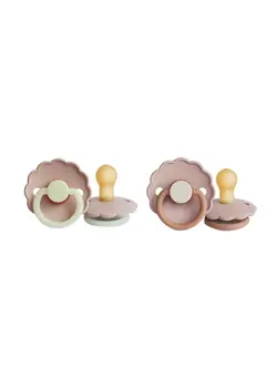 تغذیه و نگهداری کودک پستانک Pack Of 2 Daisy Latex Baby Pacifier 0-6M, Blush Night/Biscuit - Size 1 