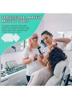 آرایشی صورت سایر 200 Pieces Makeup Hand Palette Adhesive Foundation Palette Disposable Foundation Mixing Tray Single Use Professional Make up Tools Clear Cosmetic Mix Palette for Every Makeup Artist 