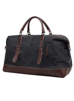 Portable Travel Duffel Bag Black/Brown 