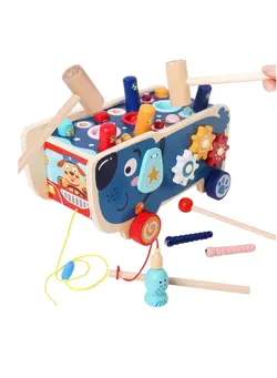 اسباب‌بازی‌های کودک و نوپا سایر Pounding Bench Toy, Baby and Toddler Xylophone Gear Toy, Fishing Game and Bug Catching Game, Puppy Shape Gopher Toy Wooden Montessori Toys for 1+ Years Old, Gifts for Boys and Girls 