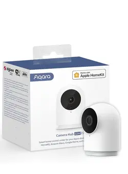 دوربین مدار بسته سایر Aqara 2K Security Indoor Camera Hub G3, AI Facial and Gesture Recognition, Infrared Remote Control, 360° Viewing Angle via Pan and Tilt-White 