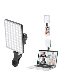 نورپردازی و استودیو سایر LED high power rechargeable clip-on video light with front and rear clip, adjustable 3 light modes for cell phones, iPhone, Android, iPad, laptop, for makeup, selfie, Vlog, video conferencing 