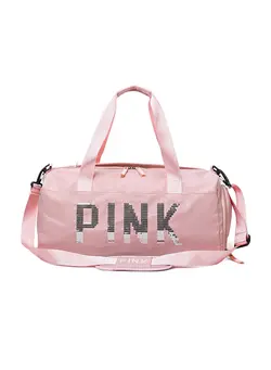چمدان و ساک مسافرتی ساک مسافرتی Large Capacity Letter Printed Sequins Duffel Bag Pink/Silver 