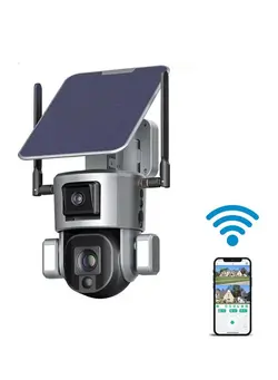 دوربین مدار بسته سایر Y5 WiFi-4K-8MP-4X Solar Dual Linkage Battery PTZ Camera 8MP Wireless CCTV Camera Outdoor IP66 Waterproof Solar Dual Camera 