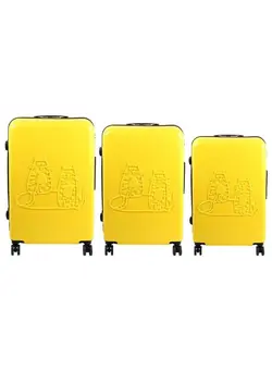 چمدان و ساک مسافرتی ست چمدان Biggdesign 3 Piece Cats Design Carry On Luggage Set Yellow 