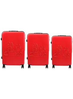 چمدان و ساک مسافرتی چمدان تک Biggdesign 3 Piece Cats Design Carry On Luggage Set Red 
