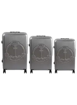 چمدان و ساک مسافرتی چمدان تک Biggdesign 3 Piece Ocean Design Carry On Luggage Set Gray 