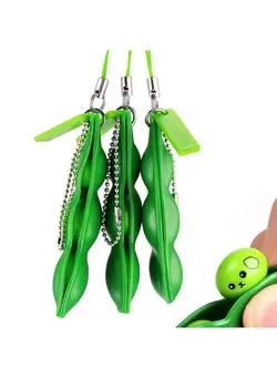 گجت، فیجت و سرگرمی اسپینر Fidget Toys Funny Facial Expressions Squeeze Bean Fidget Toy,Gift For Children And Adults Release Stress And Anxiety, Soybean Stress Relieving Chain Toys (3Pcs) 