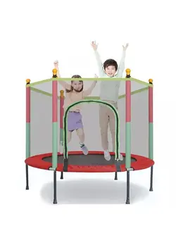 بازی‌های فضای باز و تجهیزات پارک ترامپولین Outdoor Indoor Playground Mini Kids Fitness Trampoline With Safety Enclosure 