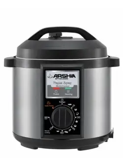 پلوپز، زودپز و آرام‌پز زودپز Arshia 6L Pressure Express Multi Cooker,1000W Stainless Steel/ Black,Non Stick 