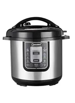 پلوپز، زودپز و آرام‌پز زودپز Dessini 6L Stainless Steel Round Electric Pressure Cooker with Lid, Silver/Black 