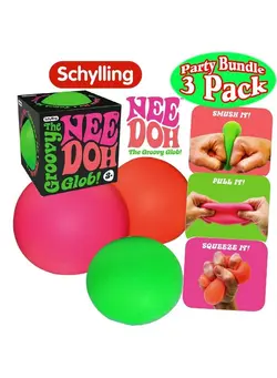 گجت، فیجت و سرگرمی اسپینر Needoh The Groovy Glob! Squishy Squeezy Stretchy Stress Balls Green Orange & Pink Complete Gift Set Party Bundle 3 Pack 