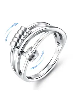 گجت، فیجت و سرگرمی اسپینر 925 Sterling Silver Anxiety Ring For Women Men Fidget Peace Rings For Anxiety Stress Reliever Spinner Ring Retro Adjustable Band Rings Anxiety Relief Spinning Ring 