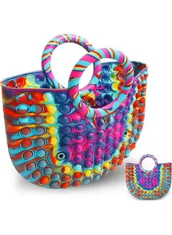 گجت، فیجت و سرگرمی اسپینر Pop Bag Large Pop Fidget Sensory Game Toy Handbag Multifunctional Rainbow Fidget Tote Bag For Girls Kids Women Gifts 