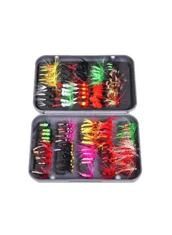 ماهیگیری طعمه و قلاب 100-Piece Fly Fishing Lures Hook Set With Case 