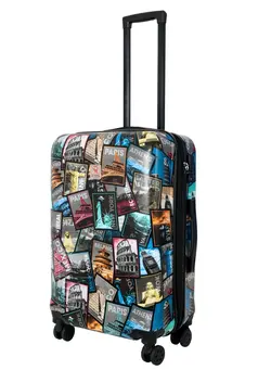 چمدان و ساک مسافرتی چمدان تک Reflection 20 Inch ABS and Polycarbonate Carryon Suitcase Lightweight Hard Shell World Map Print Series Travel Luggage Trolley with 36L Storage Capacity 4 Spinner Wheels and TSA Lock Multicolour 