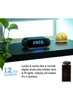 دوربین مدار بسته سایر Wifi Digital Clock With Camera Black 