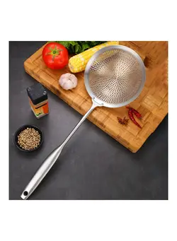 ظروف و تجهیزات آشپزخانه اکسسوری و تجهیزات آماده سازی Heat Resistance Stainless Steel Fine Mesh Spoon For Kitchen Silver 43x15x6.5cm 