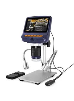 دوربین فیلم‌برداری و عکاسی تلسکوپ و میکروسکوپ AD106S USB Digital Microscope with 4.3 inch LCD Screen, 200X for Circuit Board Soldering, Coin Microscope Camera with 8 Adjustable LED Lights, Metal Stand, Windows Compatible 